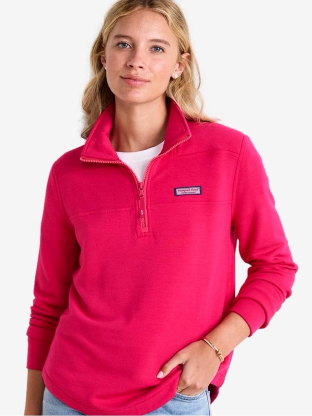 Vineyard Vines Hot Pink Dreamcloth Shep Quarter-Zip Pullover